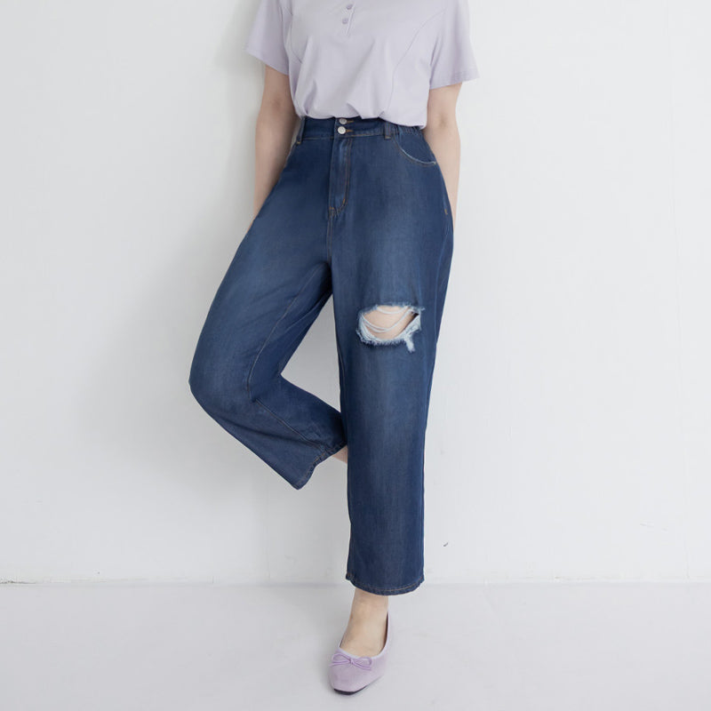 Cooling Lyocell Slimming Plus Size Boyfriend Jeans