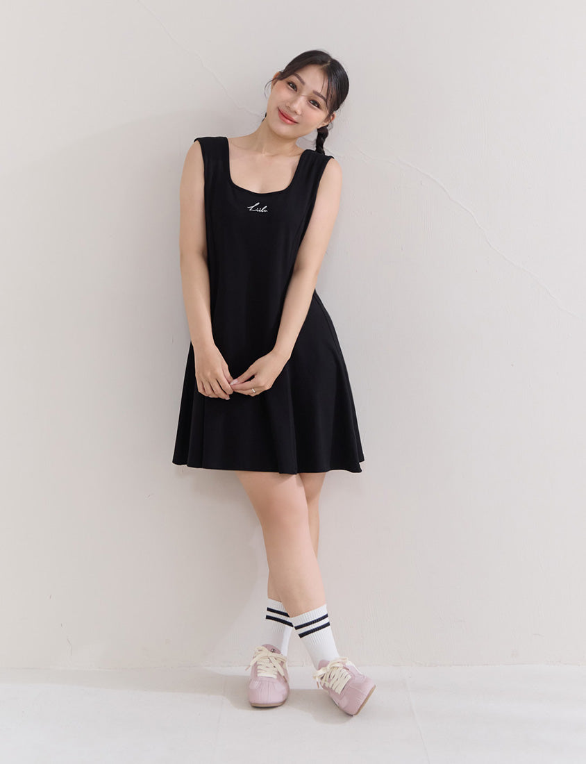 Embroidered Elastic Waist Plus Size Mini Dress