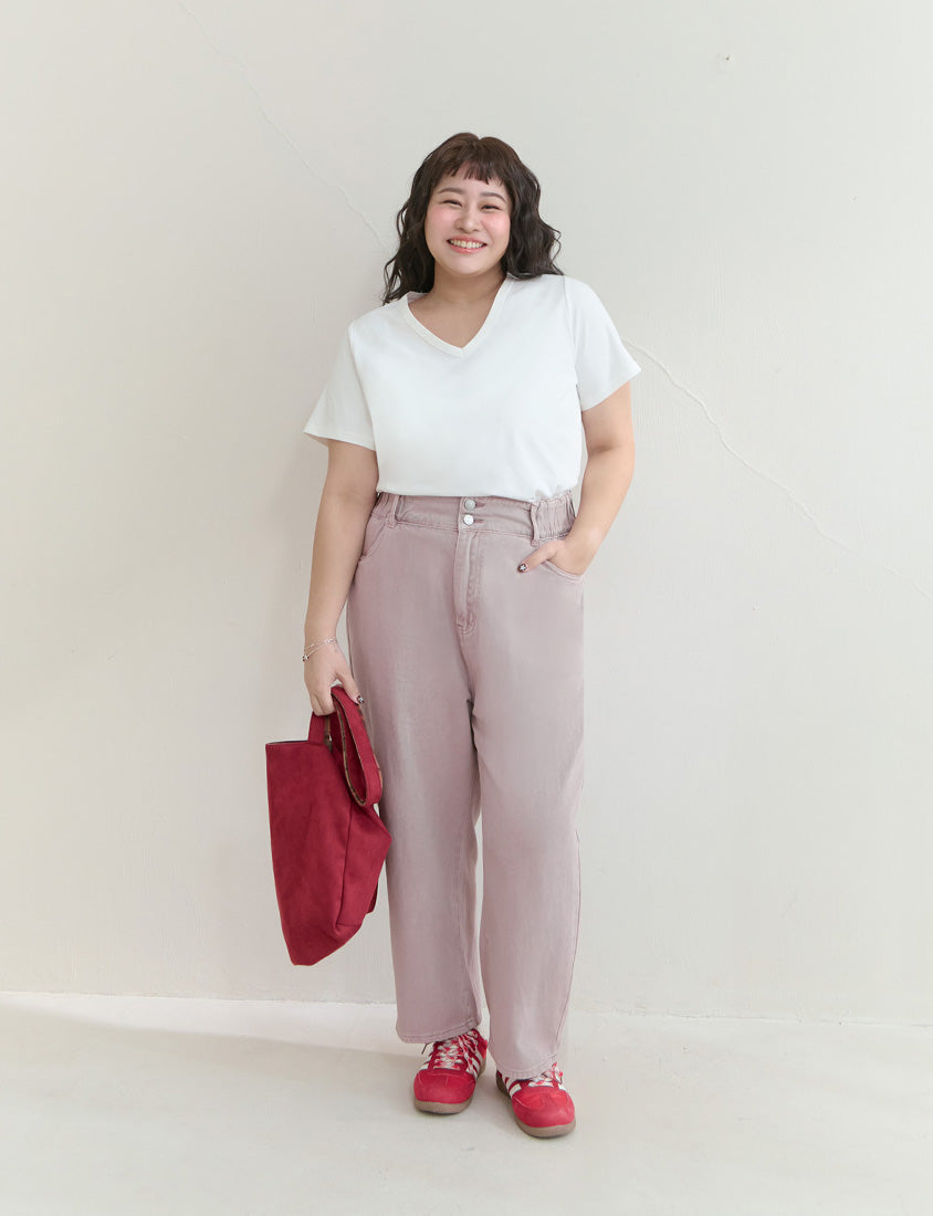 Unique Washed Double-Button Plus Size Boyfriend Jeans