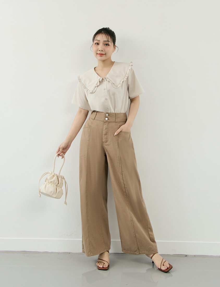 Pear-Shaped Friendly! Perfect Fit Twill Cotton Plus Size Wide Pants