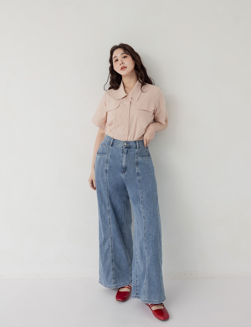 Spring Cotton Linen Stitch Plus Size Short Sleeve Shirt
