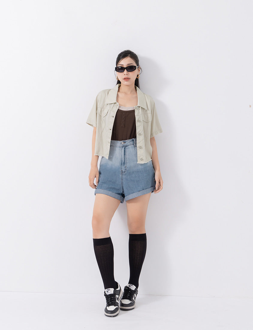 MUA! Gradient Cuffed Denim Plus Size Shorts