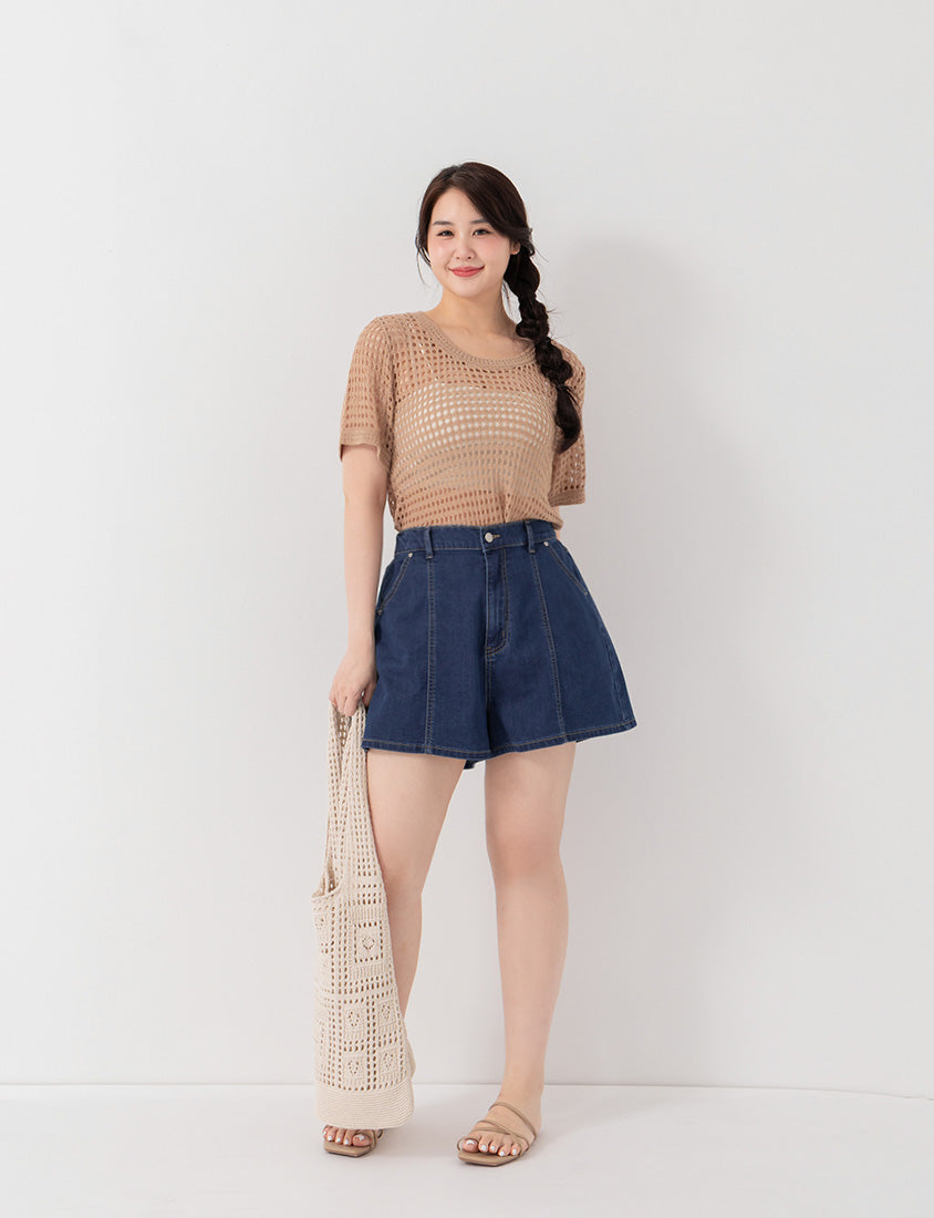 Standard Perfect Fit Slim Fit A-Line Plus Size Denim Shorts