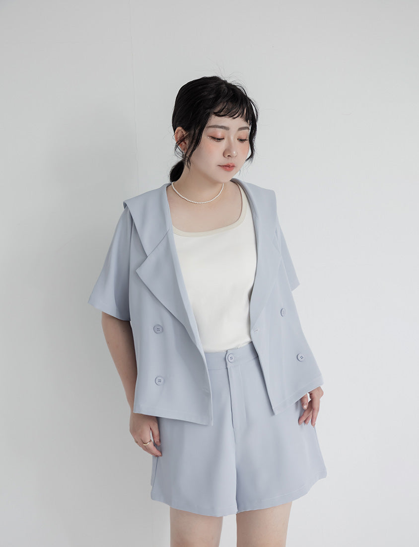 MISS. Silky Cooling Sailor Collar Plus Size Blazer