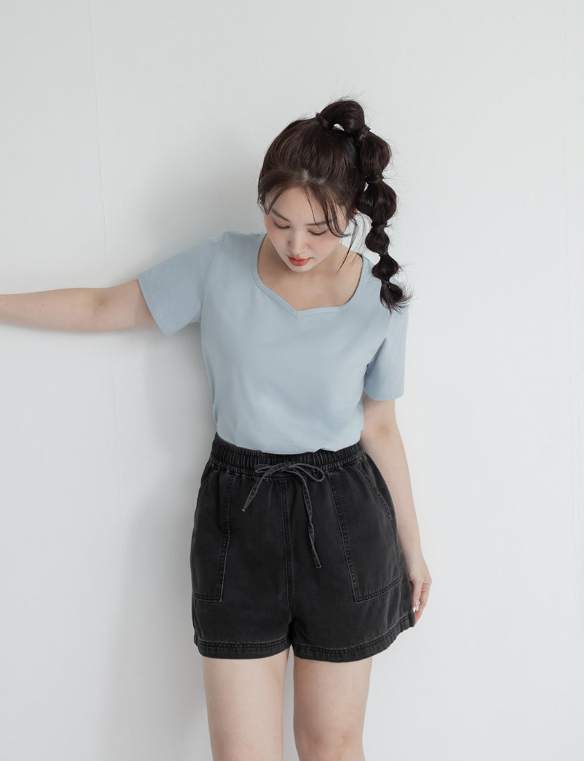 Cooling Soft Drawstring Plus Size Denim Shorts