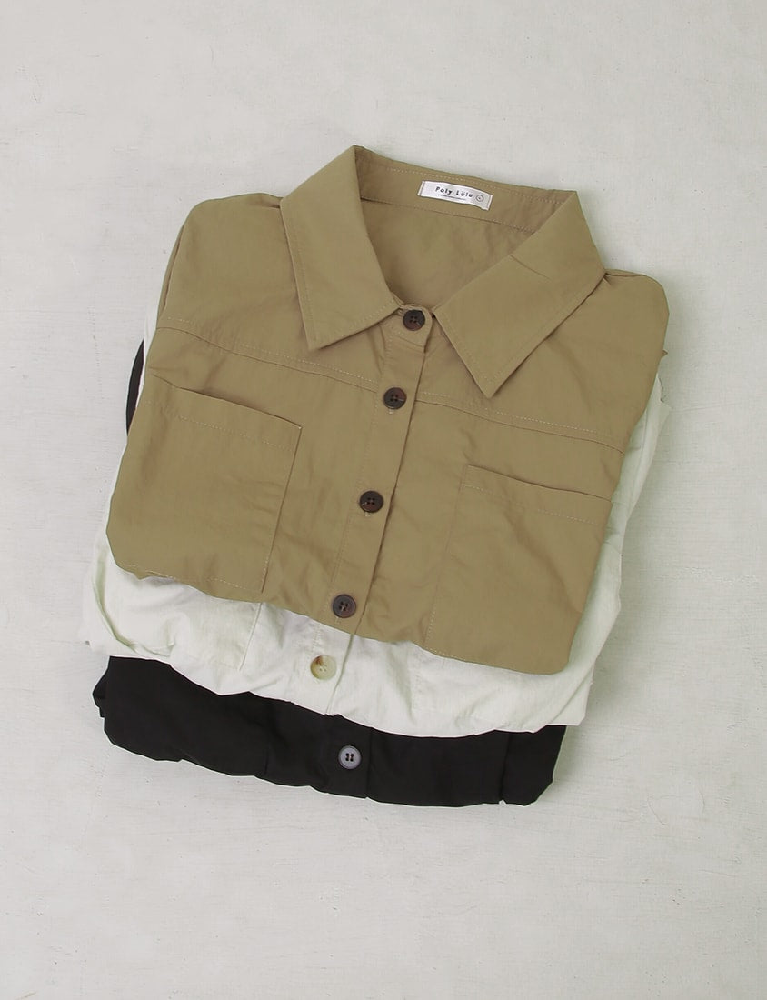 Pockets Cargo Drawstring Waist Plus Size Shirt