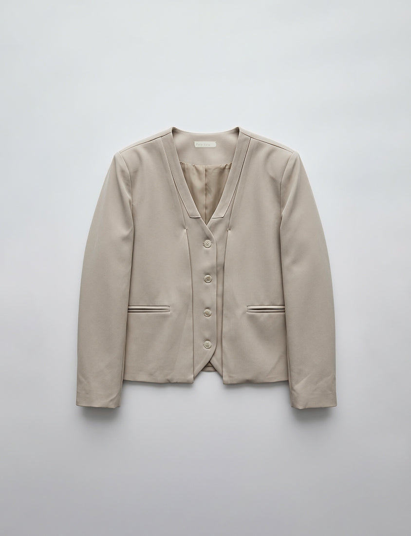 MISS. Chic Faux Two-Piece Collarless Suit Plus Size Jacket