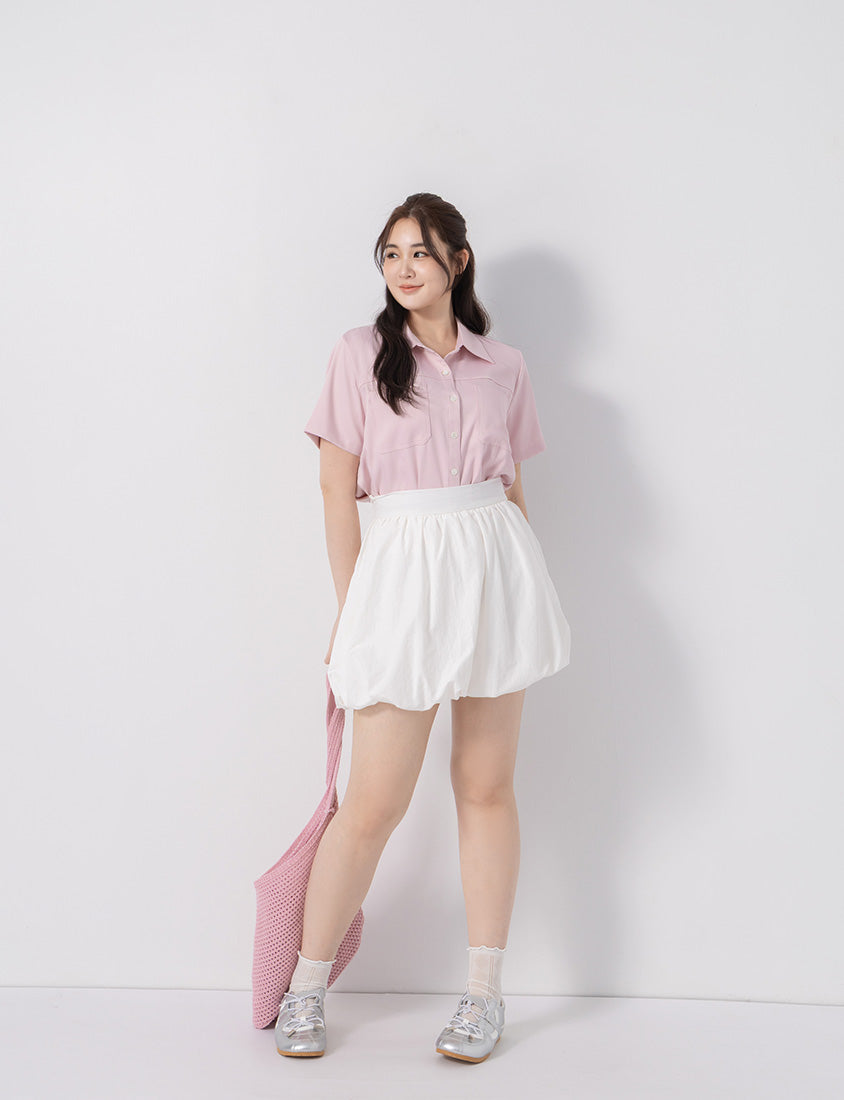 Double Pocket Twill Shell Button Plus Size Shirt