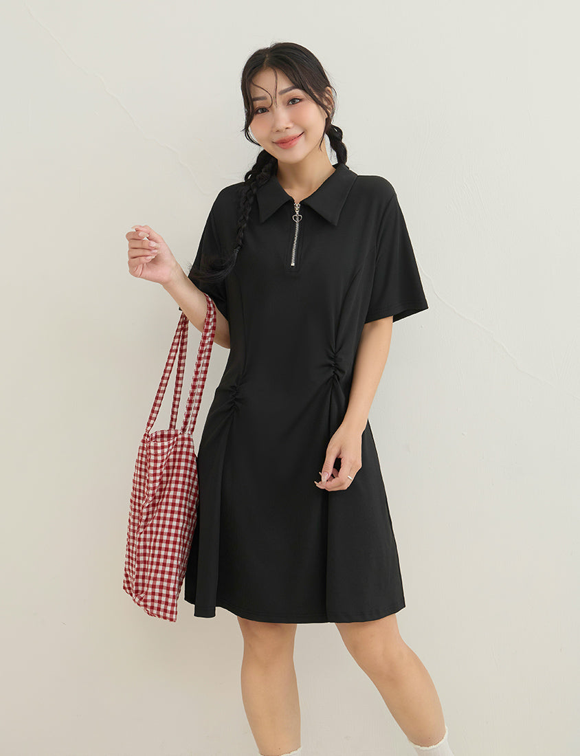 Waist-Defining Stretch Ribbed Plus Size Mini Dress
