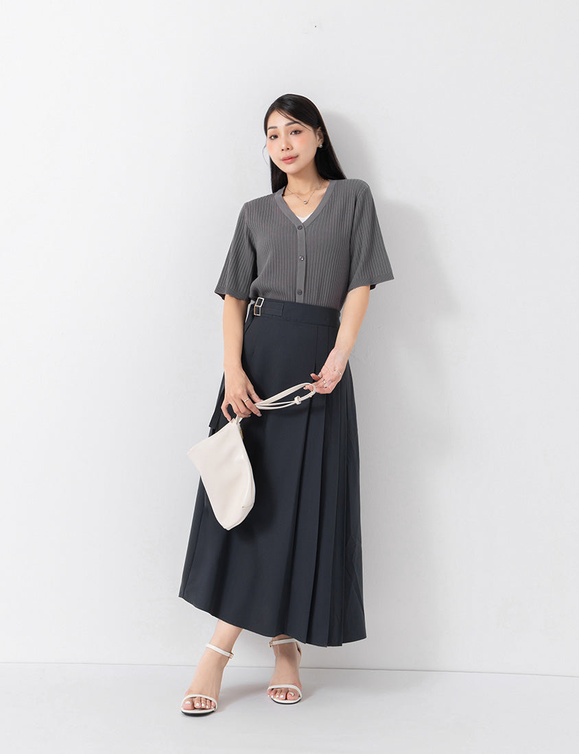 MISS. Minimal Faux Two-Piece Button-Front Knit Plus Size Top