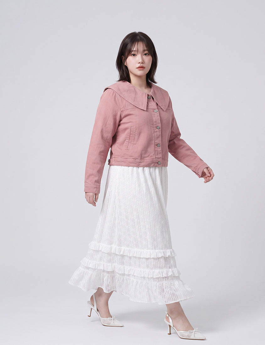 Sweet Collar Lyocell Twill Plus Size Jacket