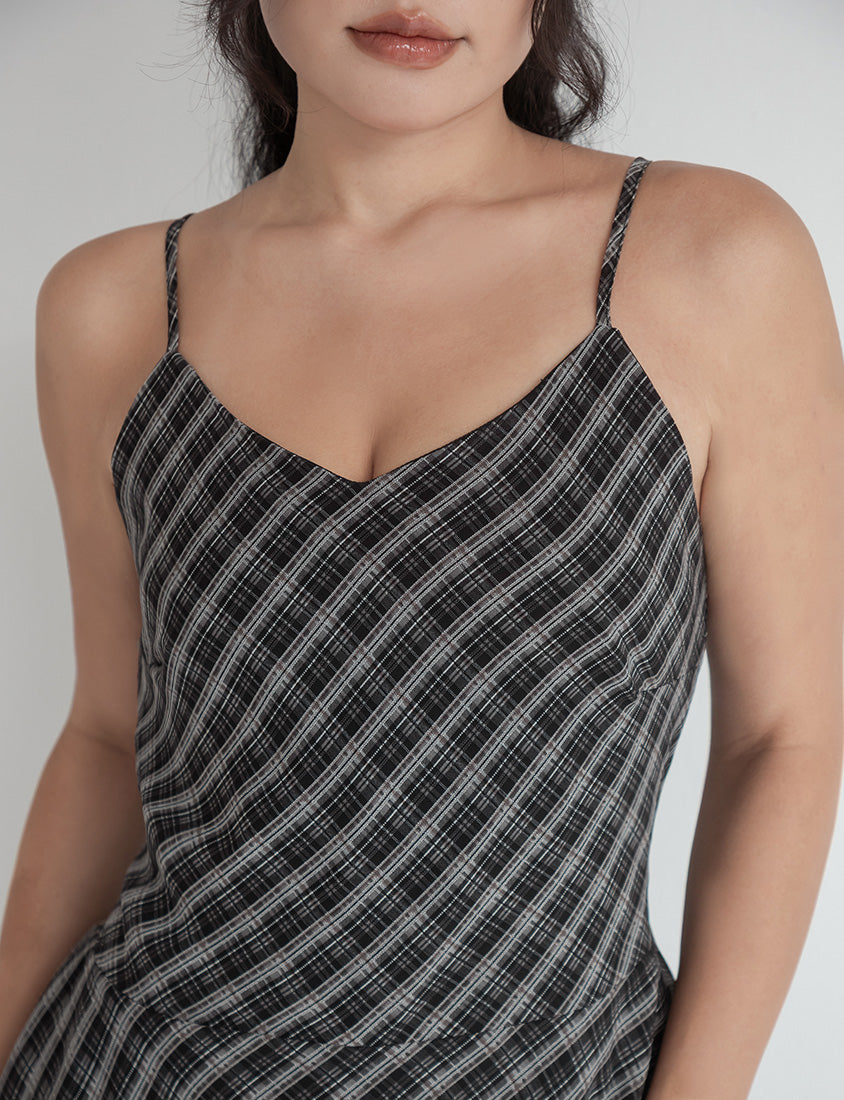 MUA! Asymmetrical Hem Plaid Plus Size Cami Dress