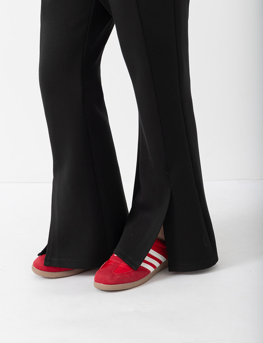 QQ Yogurt Touch Cotton Asymmetric Double-Button Plus Size Flare Pants
