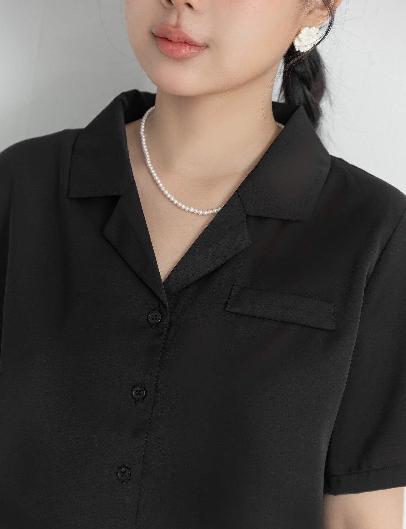 MISS. Minimal Textured Cuban Collar Plus Size Shirt
