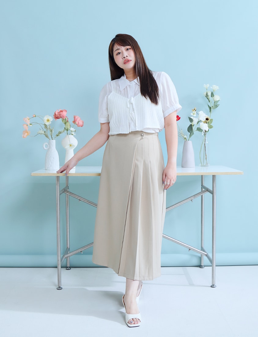 MISS. Faux Two Piece Sheer Plus Size Shirt