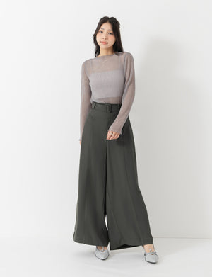 MISS. Tailored Wrinkle-Resistant Plus Size Wide Leg Pants (With Belt)