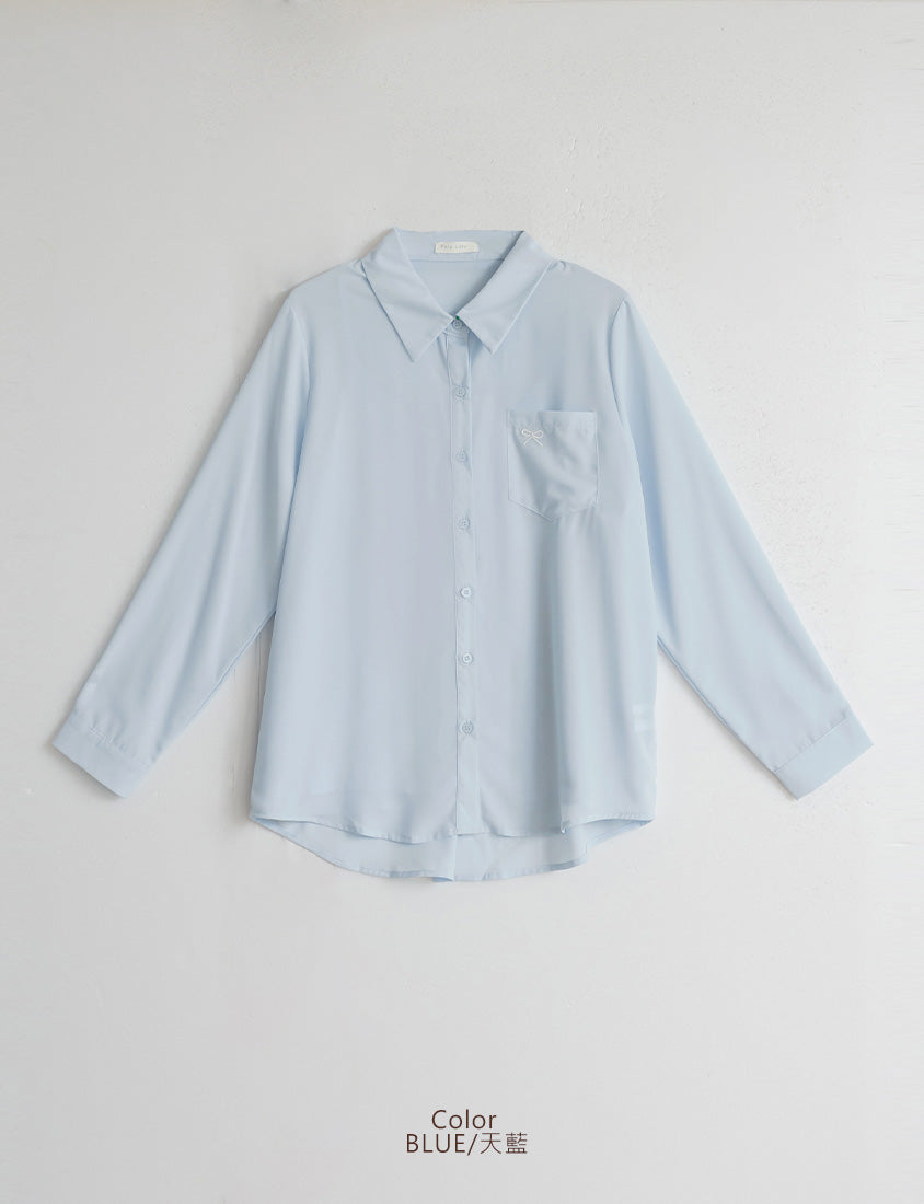 MISS. Two-Piece Sheer Embroidered Plus Size Shirt (With Inner Cami Top)
