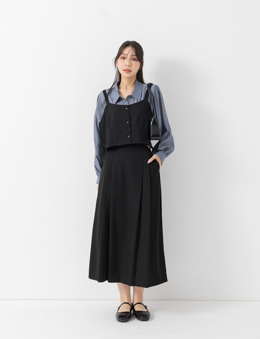 MISS. Elegant Suit Vest Faux Two Piece Plus Size Shirt