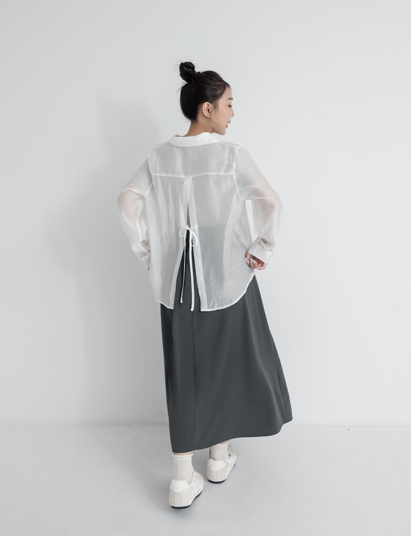 High Waist Double Button Pleated Chiffon Plus Size Skirt