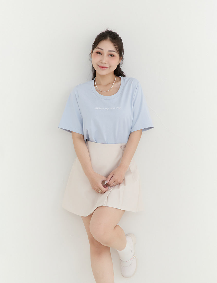 MISS. Slim Fit Asymmetrical Pleated Plus Size Mini Skirt