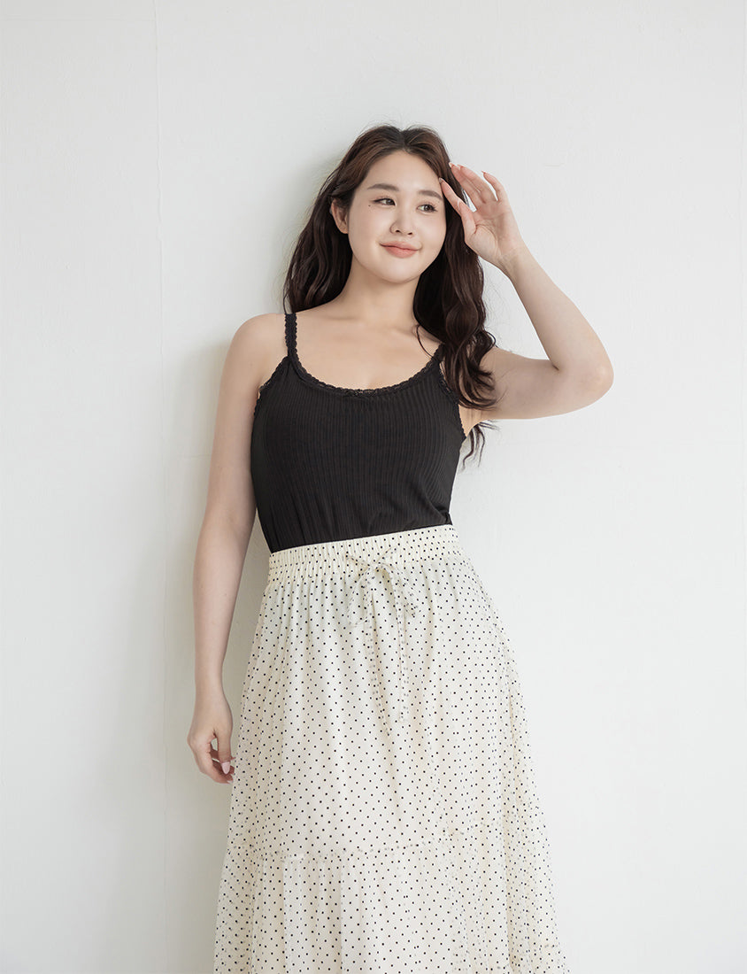 POBRA Cute Lace-Trimmed Ribbed Padded Plus Size Bra Top