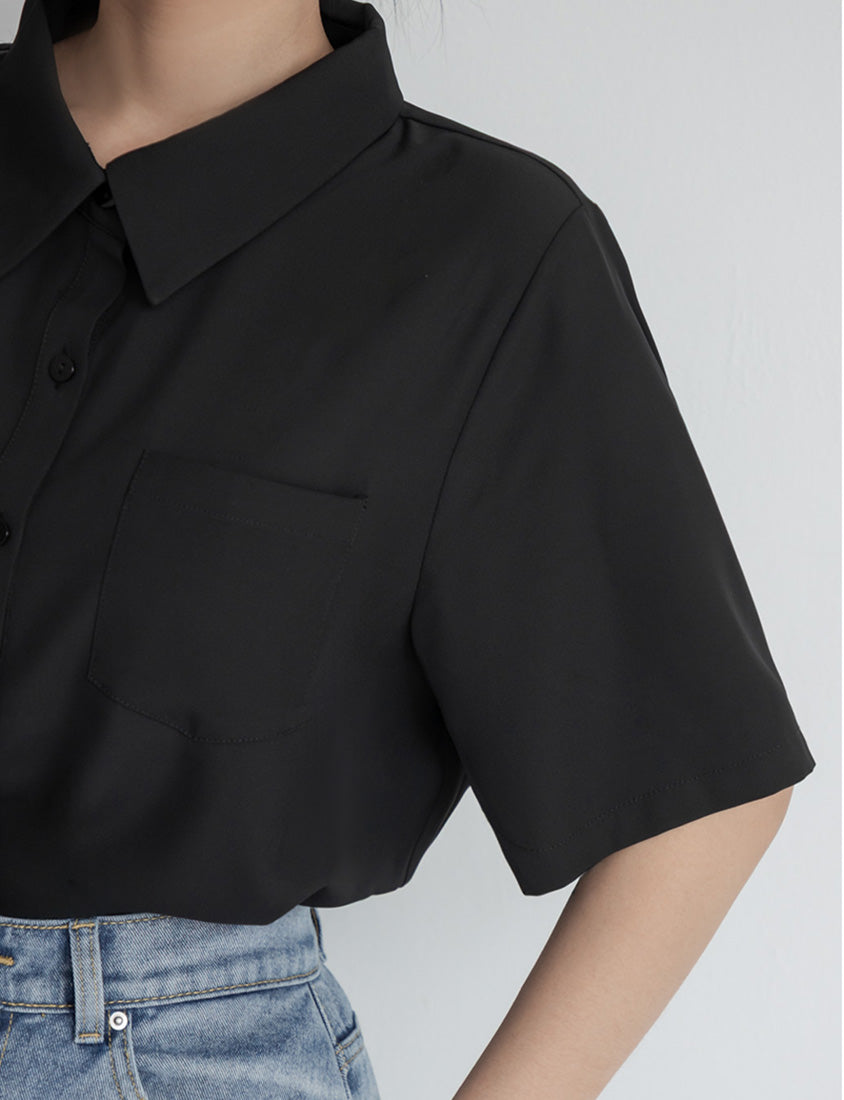 MISS. Silky Cool Classic Morandi Plus Size Shirt