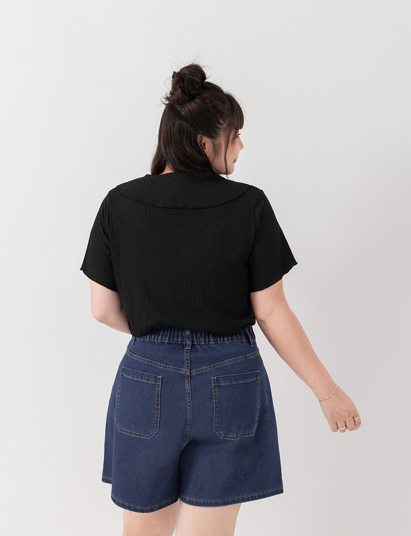 Apple-Shaped Friendly! Perfect Fit Slim Fit A-Line Plus Size Denim Shorts