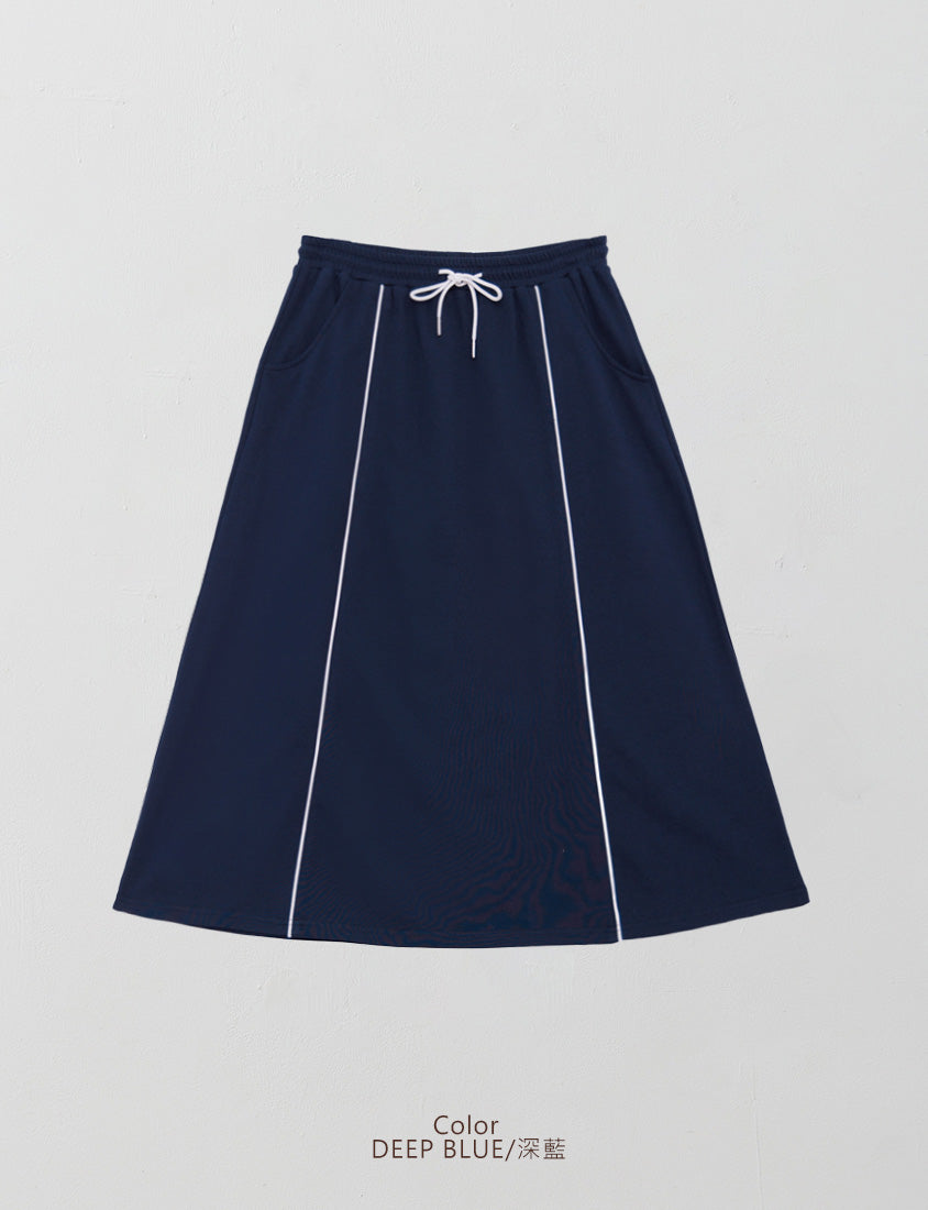 American Sporty Colorblock Piped Plus Size Maxi Skirt