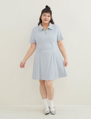 Waist-Defining Stretch Ribbed Plus Size Mini Dress