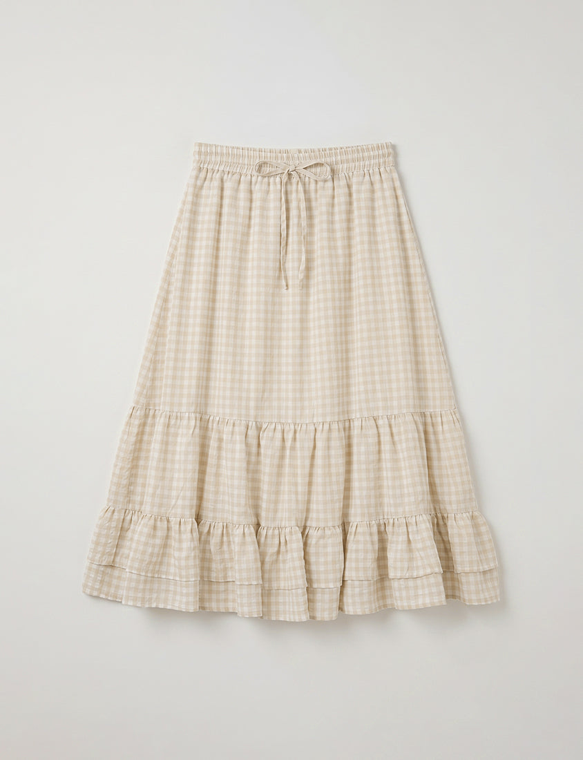 Tiered Ruffle Gingham Plus Size Maxi Skirt