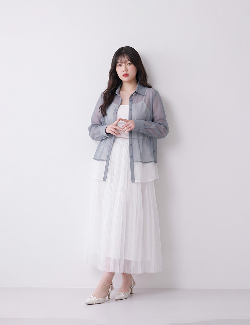 MISS. Japanese-Inspired Ethereal Sheer Layered Plus Size Shirt