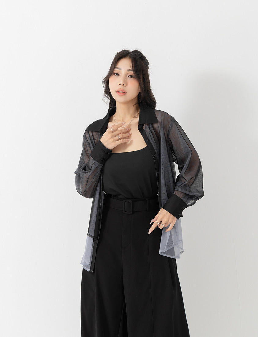 MISS. Japanese-Inspired Ethereal Sheer Layered Plus Size Shirt