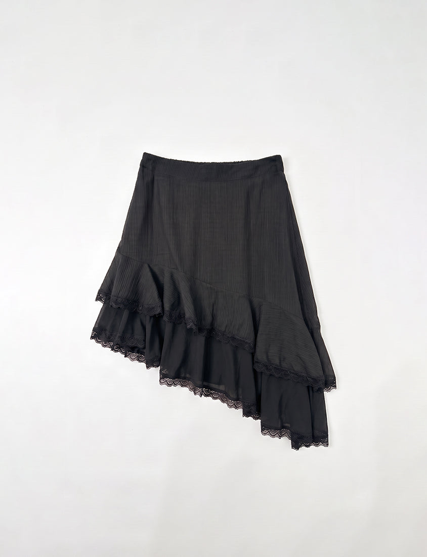 MUA! Layered Asymmetrical Lace Textured Plus Size Mini Skirt