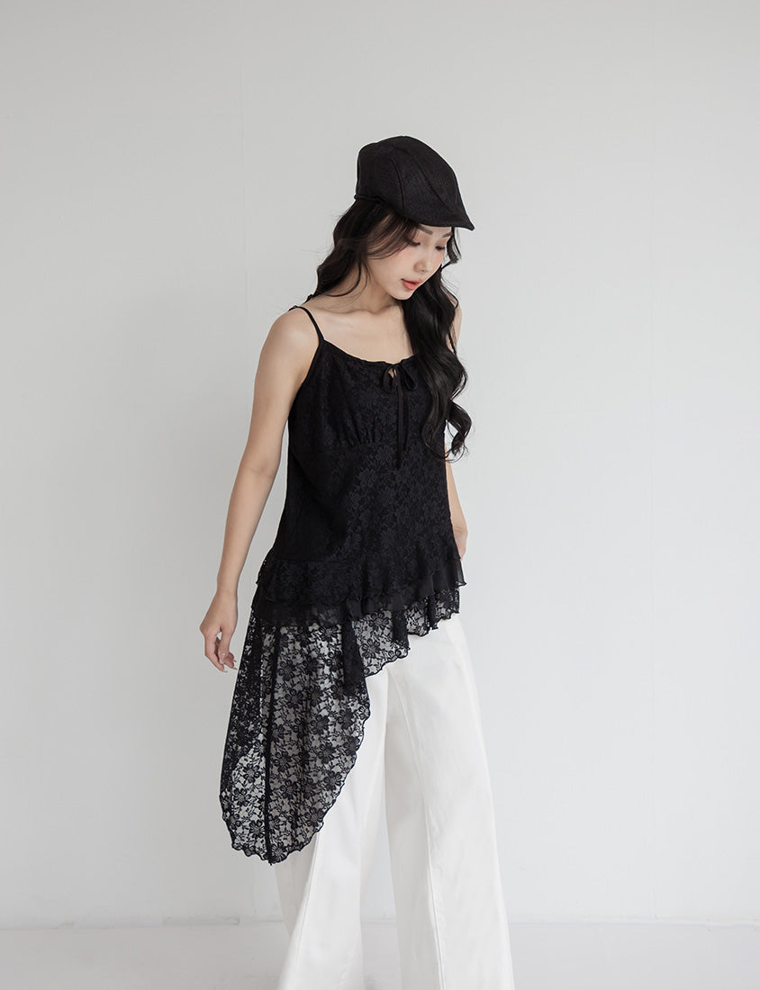 MUA! Sweet Lace Asymmetrical Hem Plus Size Cami Top