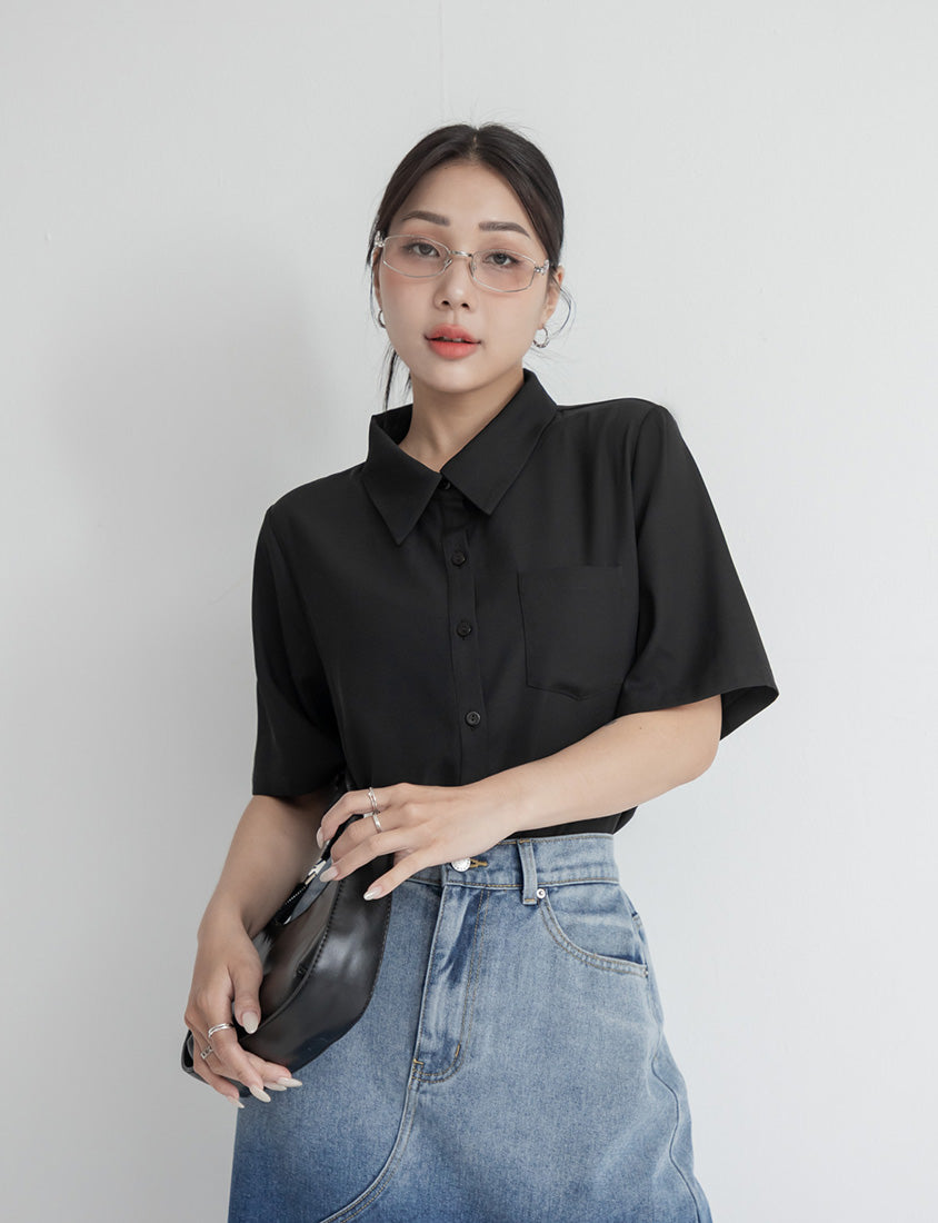 MISS. Silky Cool Classic Morandi Plus Size Shirt