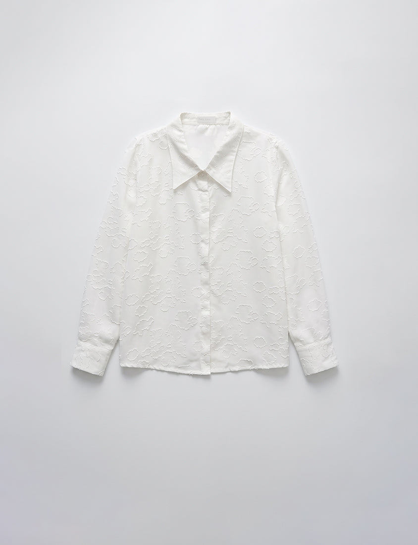 MISS. Japanese-Inspired Lace Sheer Jacquard Plus Size Shirt