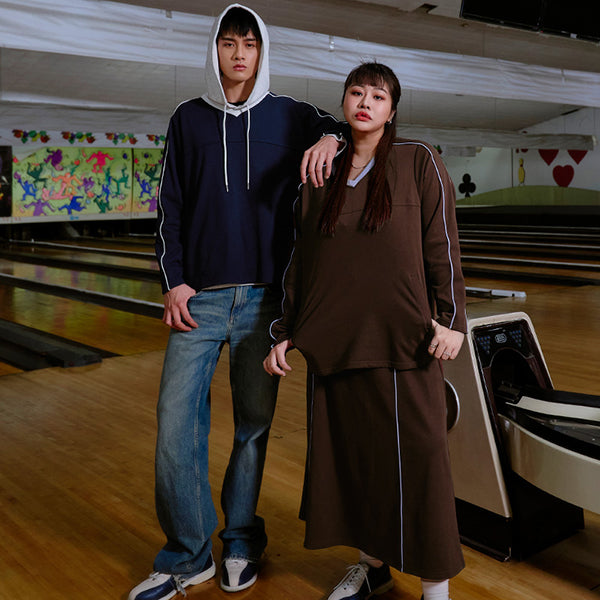 American Sporty Colorblock Oversized Long Sleeve Top (Unisex)