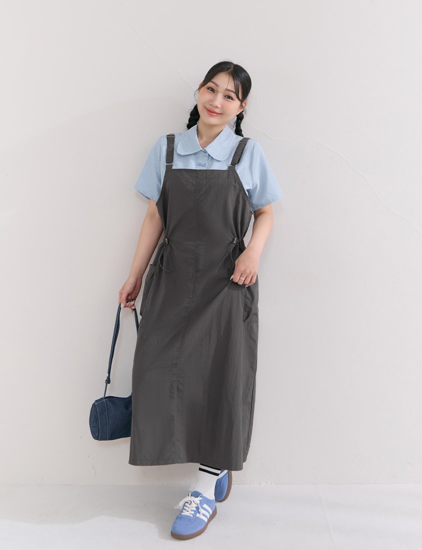 Light Utility Adjustable Strap Plus Size Maxi Dress