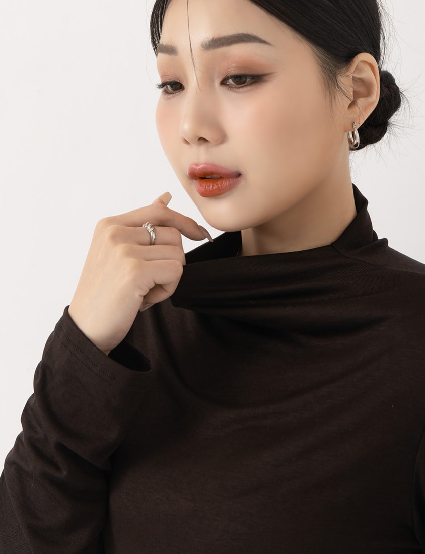 MUA! Semi Sheer TENCEL Wool Mock Neck Plus Size Long Sleeve Top