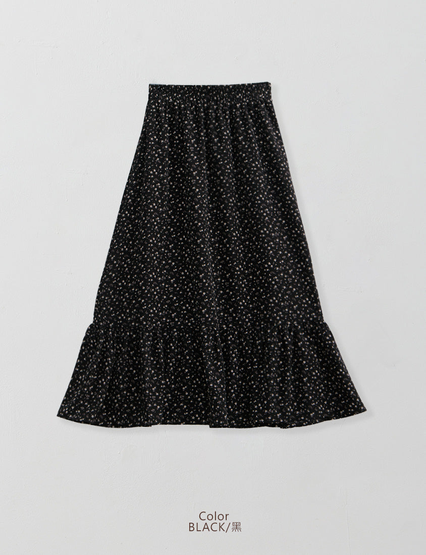 Soft Floral Full Elastic Waist Plus Size Tiered Maxi Skirt