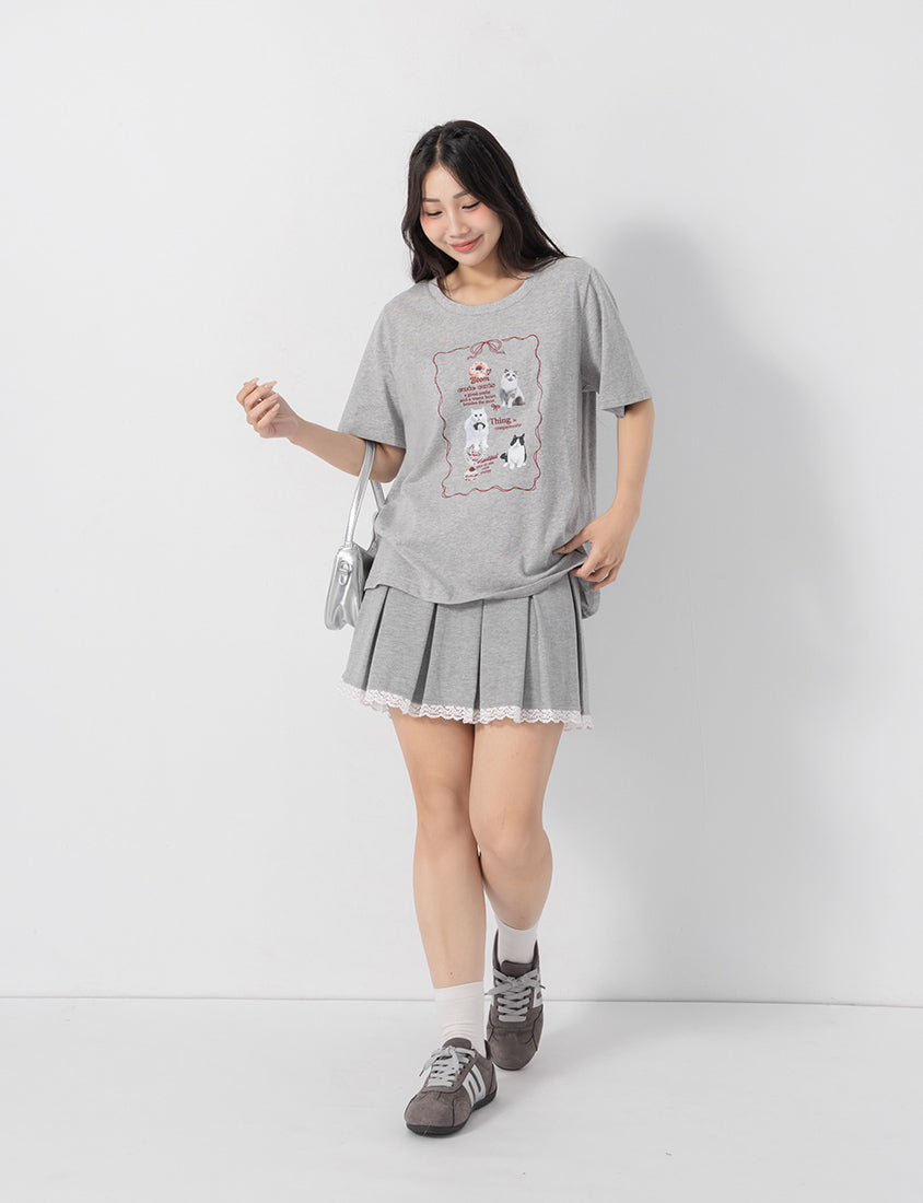 Cute Cat Print Oversized Plus Size Tee