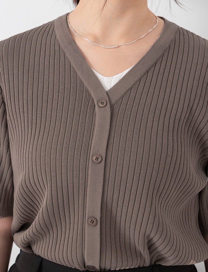 MISS. Minimal Faux Two-Piece Button-Front Knit Plus Size Top