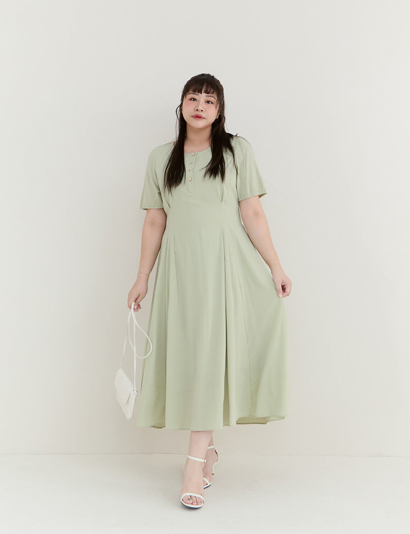 MISS. Elegant Tweed Puff Sleeve Textured Plus Size Maxi Dress