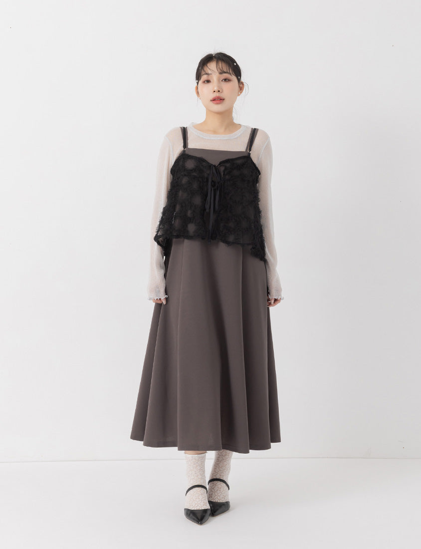 MISS. Elegant Intricate Mesh Tie Plus Size Camisole Vest