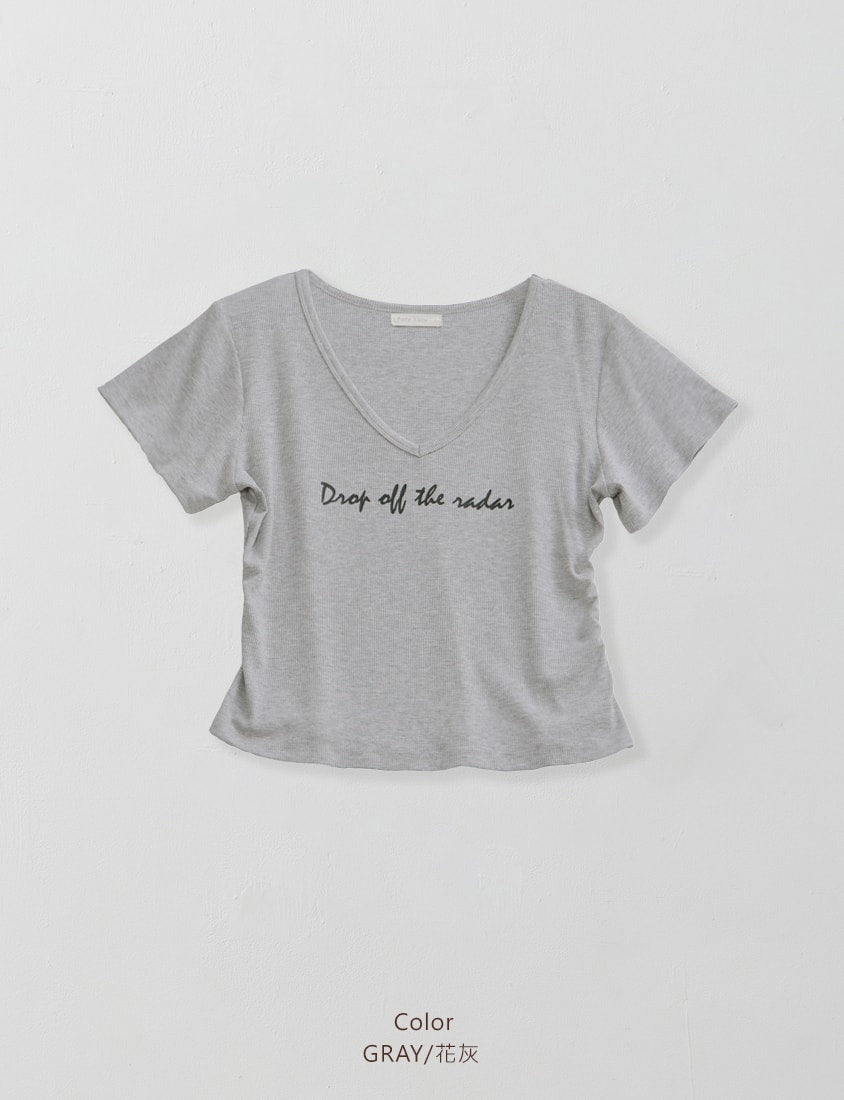 MUA! V-Neck Printed Ribbed Plus Size Top