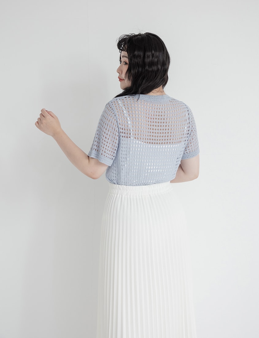 Summer Hollow Knit Short Sleeve Plus Size Top
