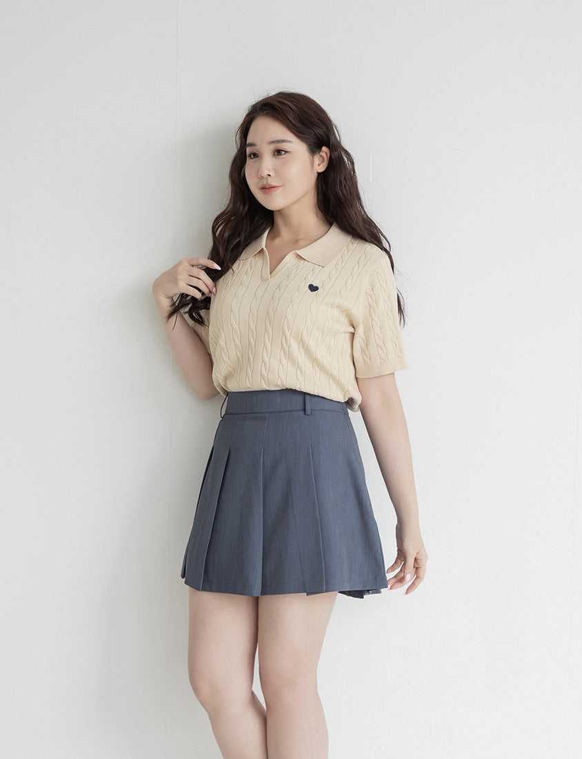 Sweet Preppy Pleated Plus Size Skort