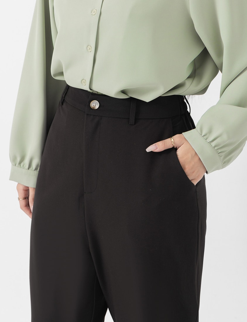 MISS. Boyfriend Style Cropped Cuffed Plus Size Tailored Pants