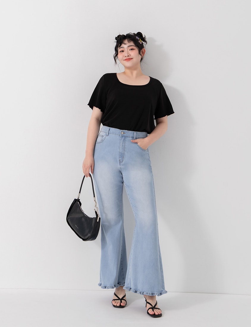 Instant Cooling Cloud Cotton Square Neck Plus Size Tee