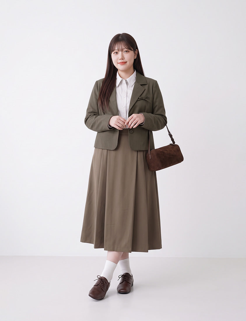 Korean Style Preppy Cropped Plus Size Blazer
